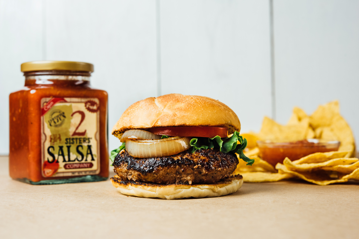 2 Sisters' Salsa Burger | 2 Sisters Salsa